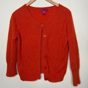 Cashmere Cache 100% 2-Ply Cashmere Button Cardigan Burnt Orange 1/2 Sleeve. M